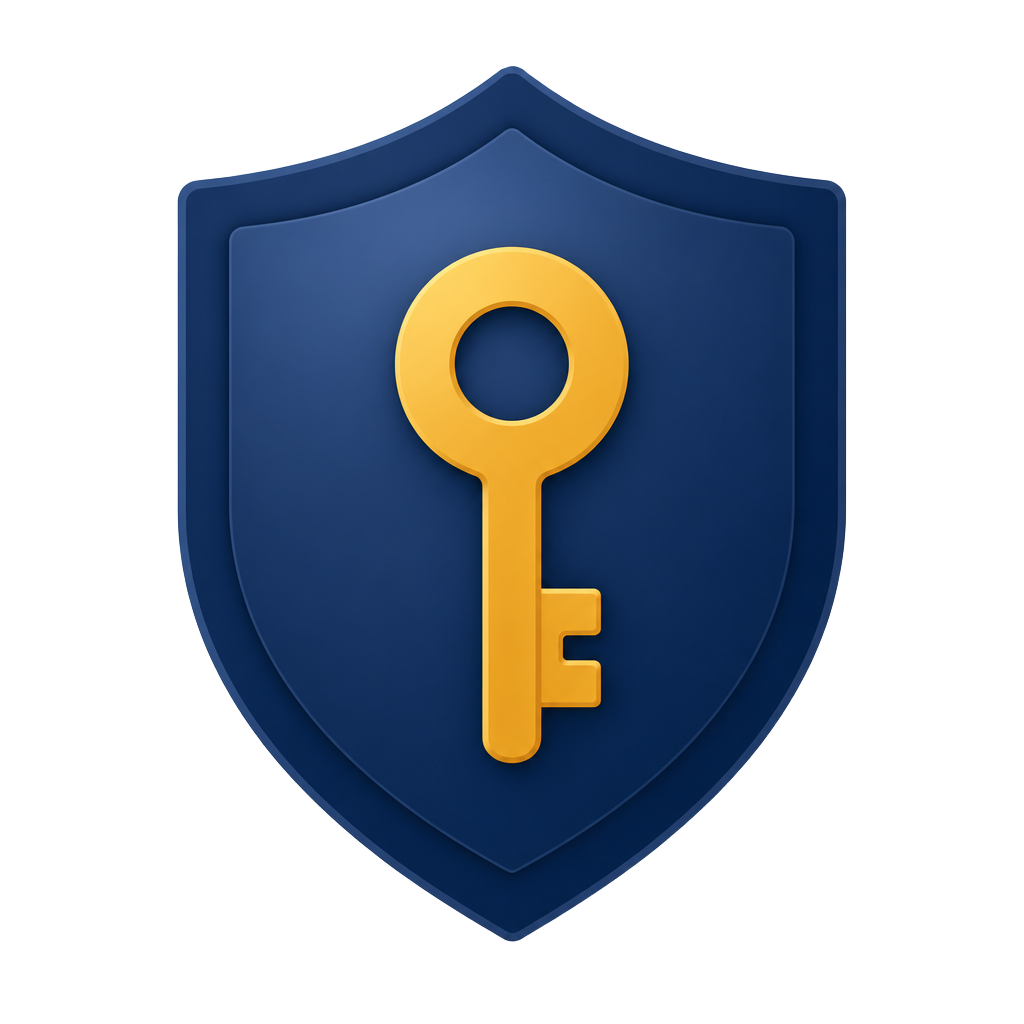 GPT-Image result — polished 3D shield, well-proportioned key