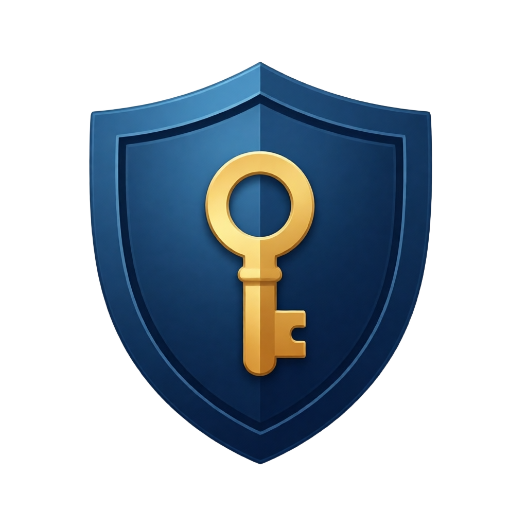Qwen result — bold shield, large circular key head