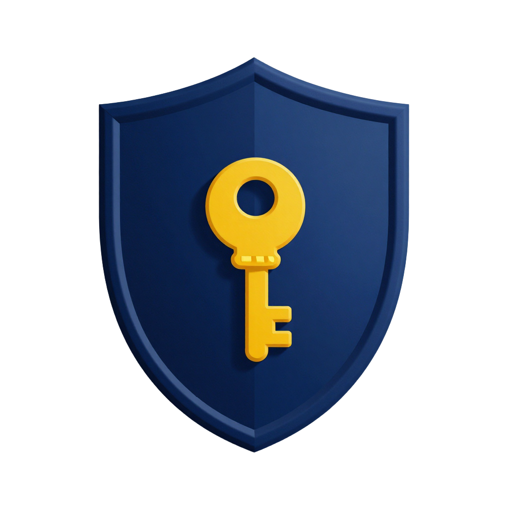 Z-Image result — vibrant 3D shield, bright gold key