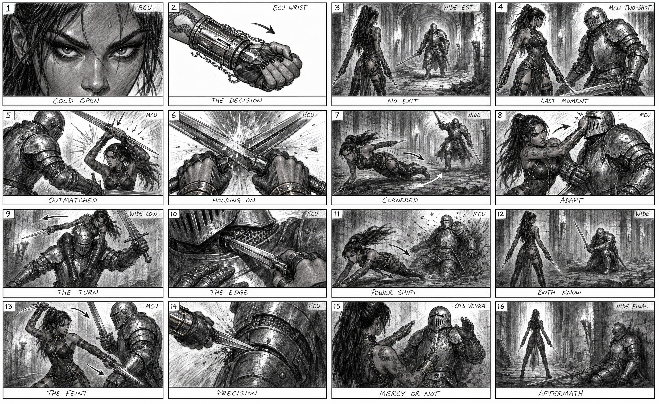 Veyra Nox — fight storyboard